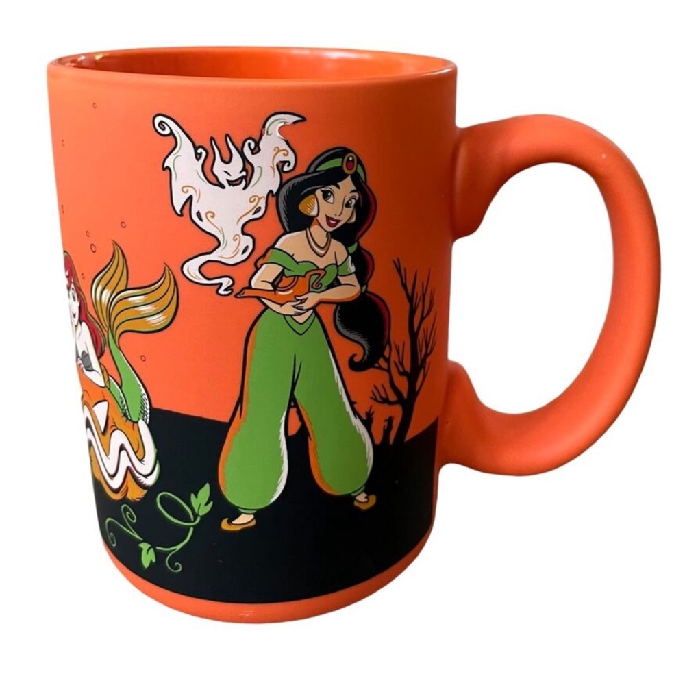 Disney Princesses Halloween Mug Ariel Jasmine Snow White Aurora 16 oz Orange New